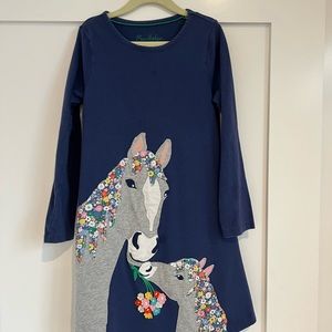 Mini Boden Girls dress horse tunic blue
